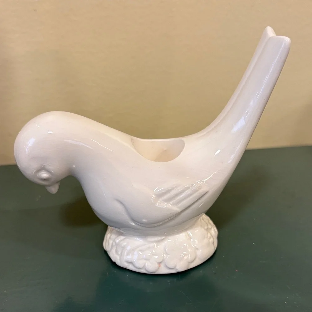 MCM Mideramica Portugal White Ceramic Bird Candle Holder.